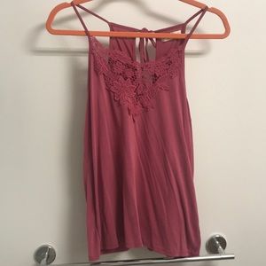 Magenta embroidered appliqué tank top